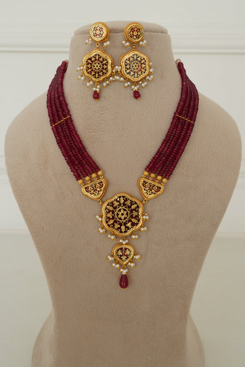 10 Paise Long Thewa Necklace