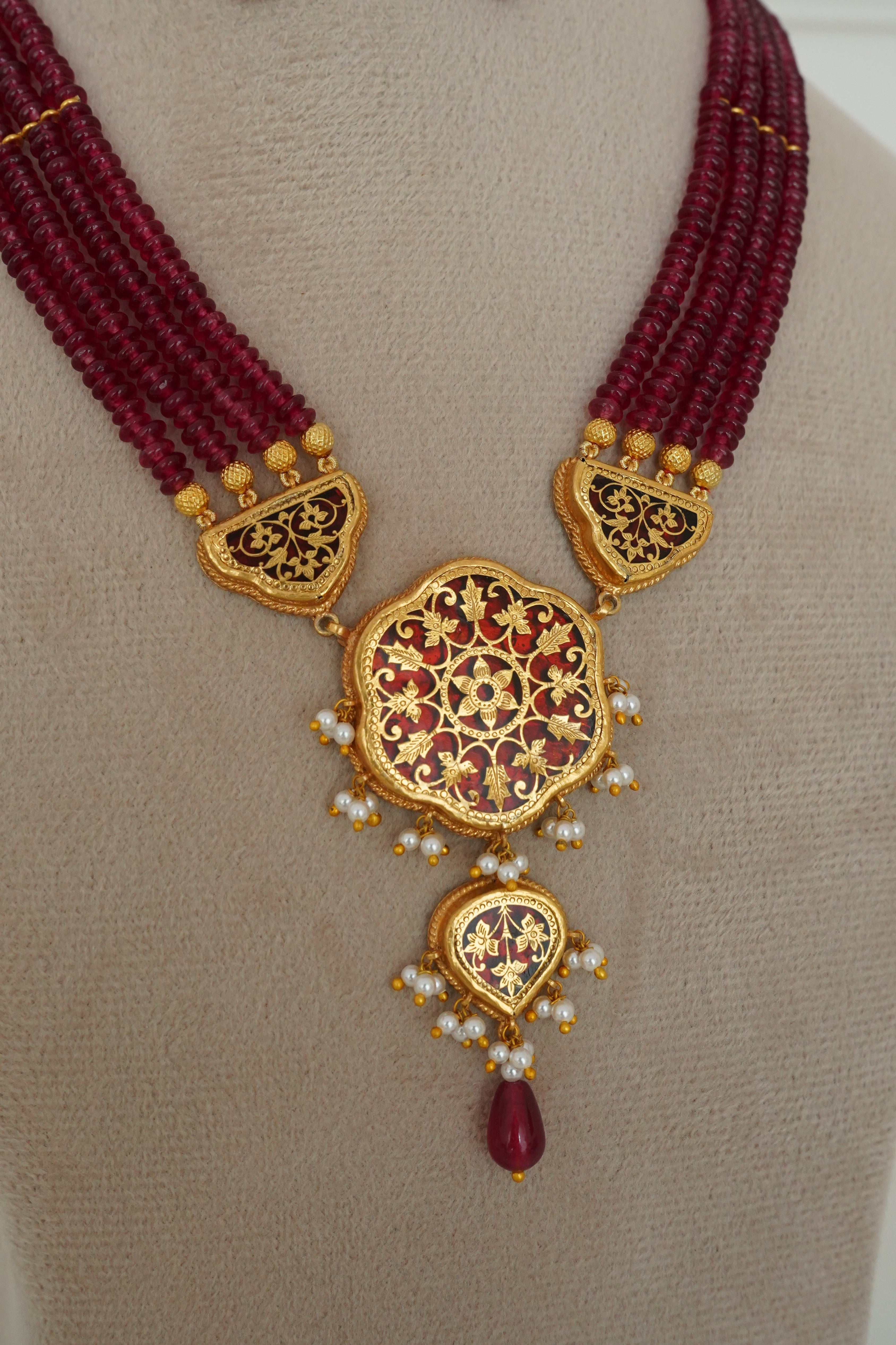 10 Paise Long Thewa Necklace