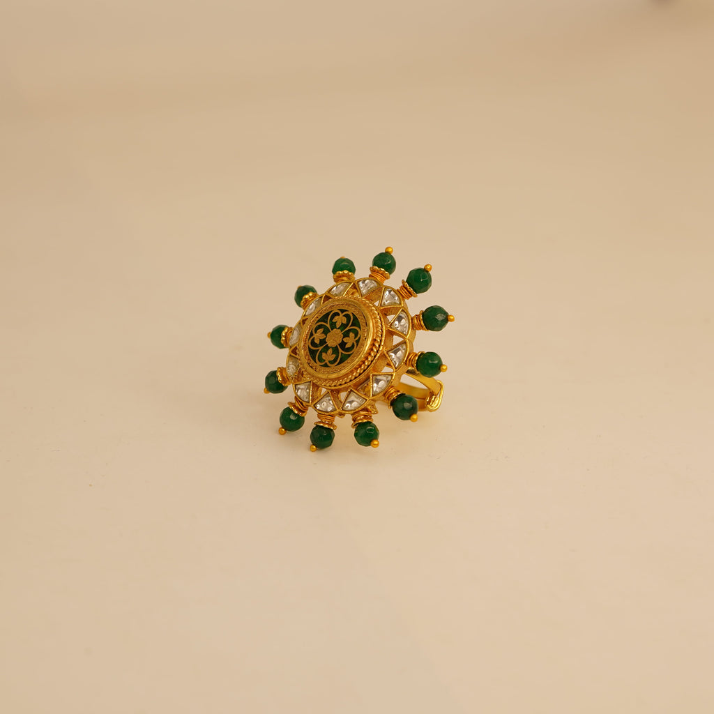 Thewa art kundan ring with stones