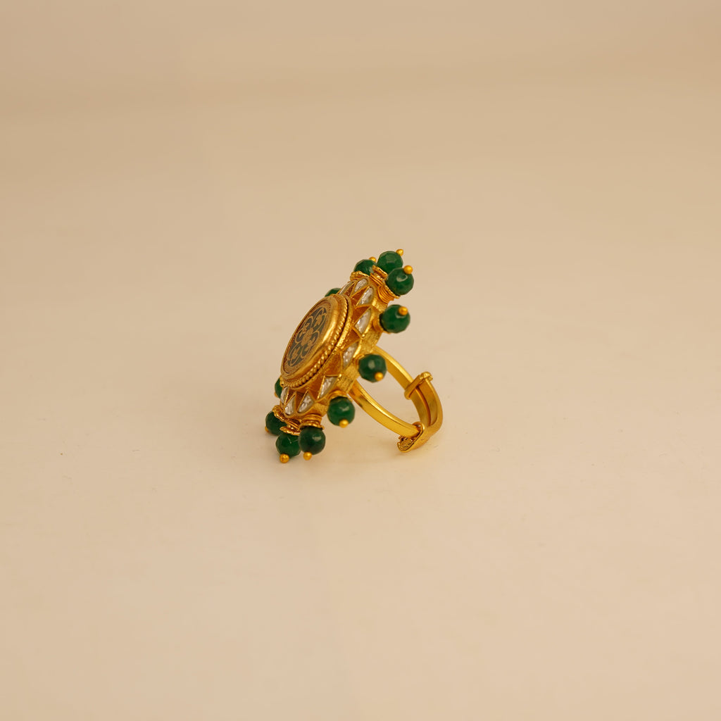 Thewa art kundan ring
