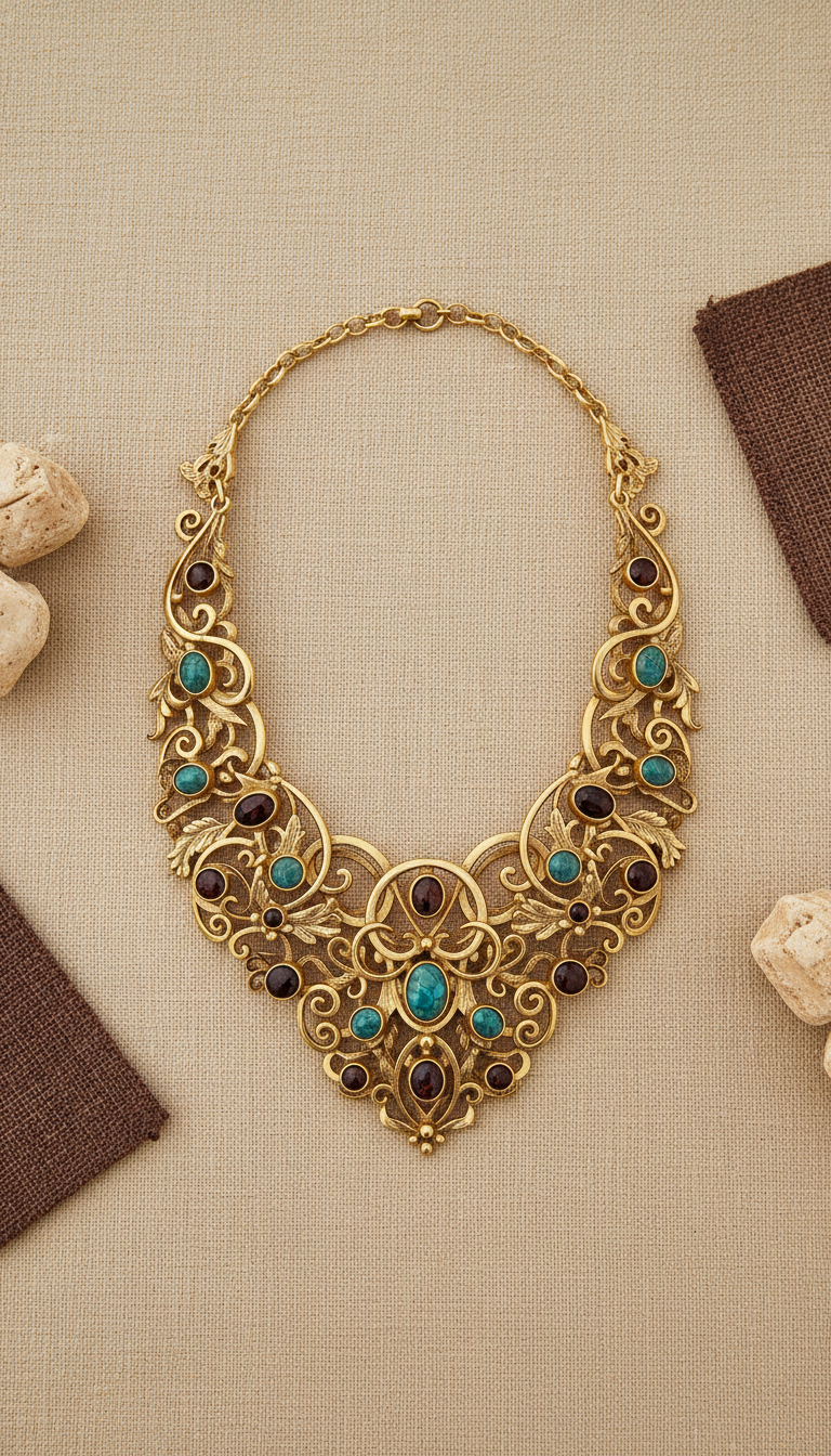 Gold Filigree Statement Necklace