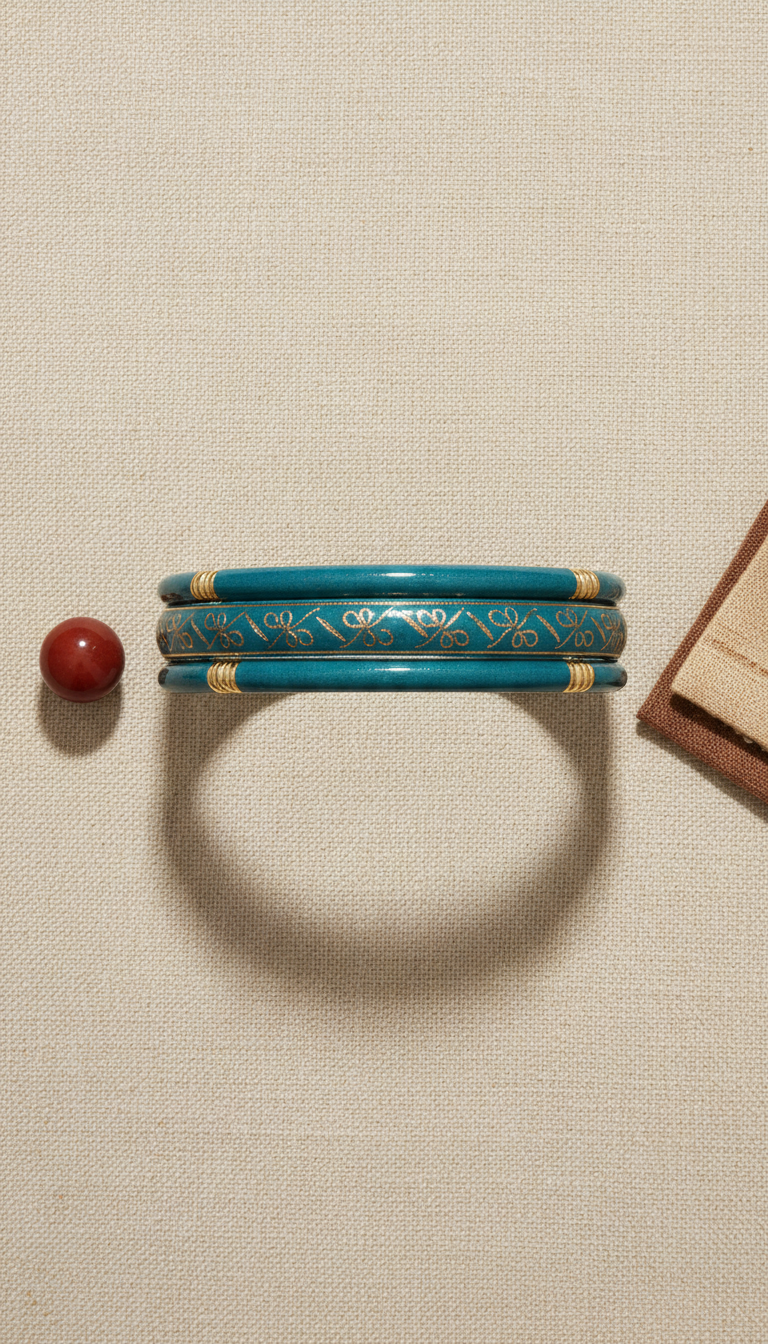 Jade Blue Enamel Bangle Set